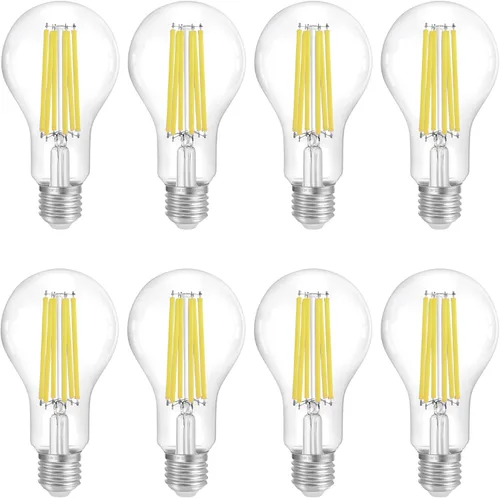 Miniatura 10 de FLSNT Bombillas LED Edison equivalentes a 100 W, bombillas LED A21 regulables de 12 W, 1600 LM, 2700 K blanco suave, CRI90, base E26, paquete de 8