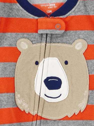 Miniatura 32 de Simple Joys by Carter's - Pijama de forro de vellón resistente al fuego para niños pequeños y bebés, holgada, con pies, paquete de 3
