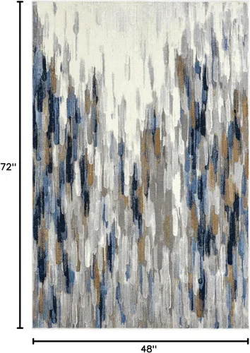 Miniatura 2 de Abani - Colección Porto - Alfombra de área - Diseño abstracto gris/azul - 4' x 6' - Fácil de limpiar - Duradera para niños y mascotas - Sin