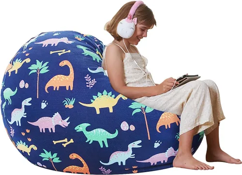 Miniatura 23 de Aubliss Puf de Almacenamiento de Animales de Peluche, Silla Puf de Unicornio, Stuff 'n Sit para Niños, Mediano 32" - Lona Unicornio Azul Azul