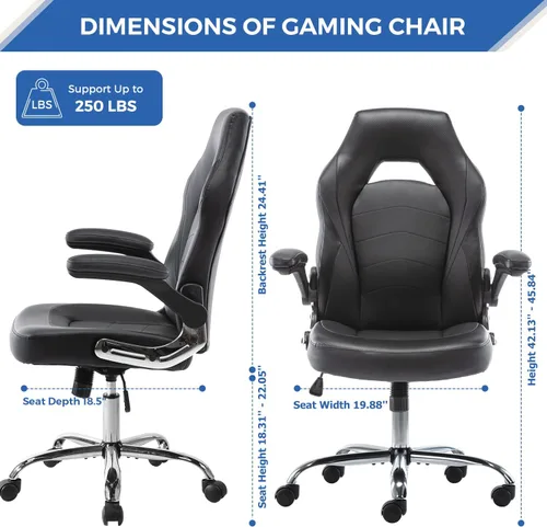 Miniatura 3 de ZUNMOS Reposabrazos ergonómico abatible para oficina y escritorio ajustable en altura y empalme de piel sintética con soporte lumbar, negro