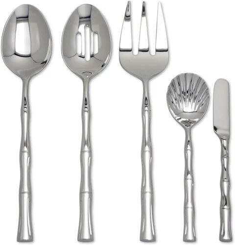 Miniatura 4 de Supreme Housewares Juego de cubiertos con forma de bambú de 45 piezas, cubiertos de acero inoxidable 18/8, servicio para 8 personas con juego