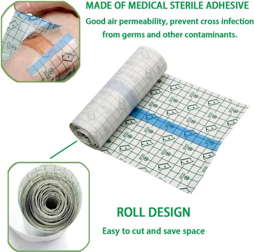 Miniatura 3 de Rollo de vendaje para cuidado posterior de tatuajes 6" x 10 yardas - Película transparente impermeable para curación inicial y reparación de la piel