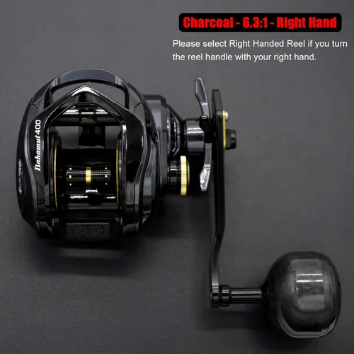 Miniatura 2 de Bahamut 400 Carretes Baitcaster, Gran Capacidad para Jigging, 10+1 Rodamientos de Acero Inoxidable, 35 LBs de Arrastre, Mango de Potencia de 4.5