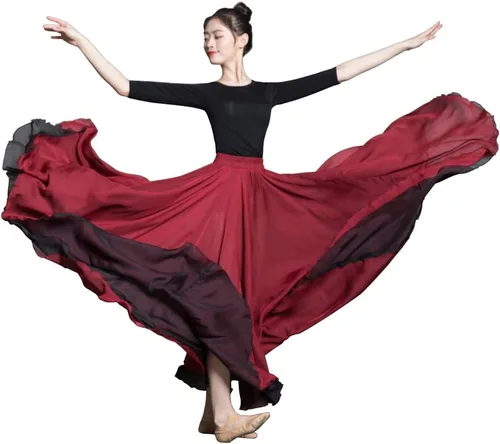 Miniatura 4 de ROYAL SMEELA Falda larga de ballet 720 para mujer, falda de baile lírico de hadas, disfraz de danza moderna, faldas largas fluidas para bailarina