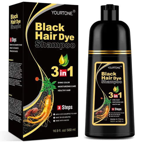 YOURTONE Champú de tinte para cabello negro 3 en 1 para cobertura de canas, champú para colorear el cabello para mujeres y hombres, ingredientes