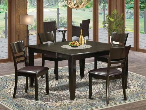 Miniatura 2 de East West Furniture PFLY5-CAP-LC - Juego de mesa de comedor de 5 piezas, incluye una mesa de cocina cuadrada con hojas de mariposa y 4 sillas