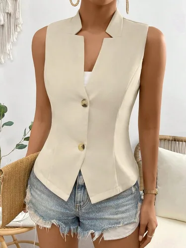 Miniatura 3 de SOLY HUX Women's Waistcoat Vest V Neck Sleeveless Button Front Summer Casual Blazer Jackets