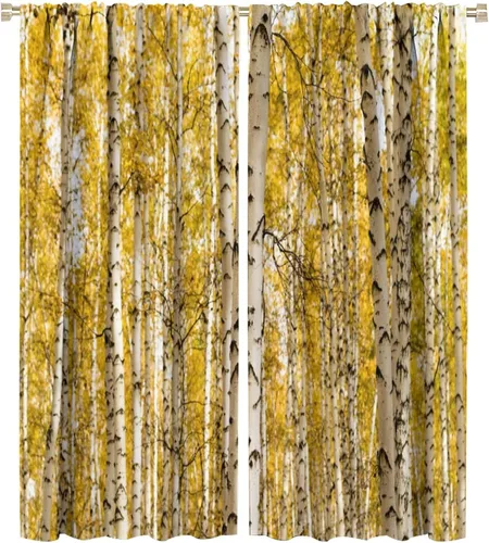 Miniatura 60 de Cortina opaca de bosque de verano, diseño de ramas de bosque, con bolsillo para barra, cortinas farbic con bolsillo para barra, comedor, cafetería