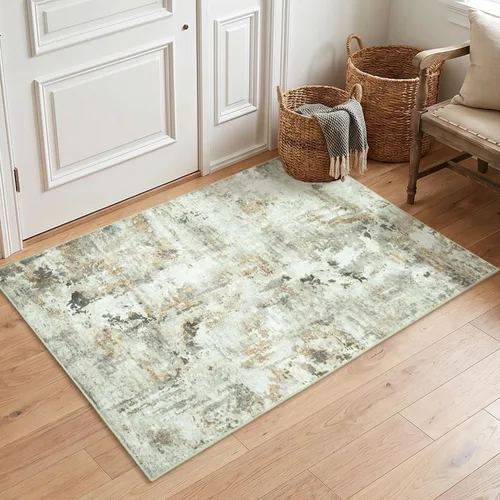 Alfombra de área pequeña para puerta delantera, entrada interior, antideslizante, lavable, color marrón, 2 x 3