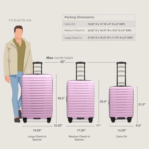 Miniatura 8 de U.S. Traveler Boren - Maleta de viaje de policarbonato resistente con 8 ruedas giratorias, asa de aluminio