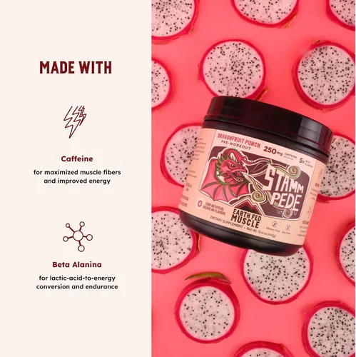 Miniatura 3 de Earth Fed Muscle Stammpede Pre Entrenamiento – Ponche de fruta del dragón, energía limpia, enfoque, apoyo muscular, sin rellenos ni sabores