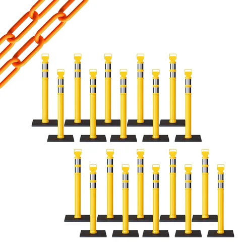 Miniatura 59 de Trafford Industrial - Juego de 20 postes de delineador de 45 pulgadas, collares reflectantes de 3 pulgadas, base de goma de 10 libras