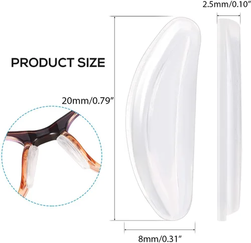 Miniatura 3 de SMARTTOP Bolsa de aire para lentes de 0.098 pulgadas, almohadillas de silicona para la nariz, 10 pares de almohadillas para la nariz para gafas