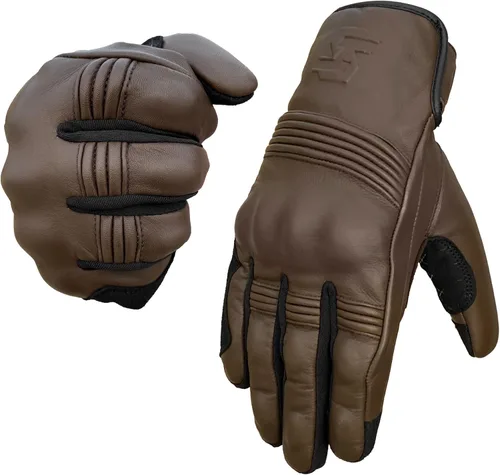 Guantes de motocicleta de cuero SATHIND para hombres y mujeres | Pantalla táctil | Dedo completo | Guantes de motocicleta de piel de cabra con