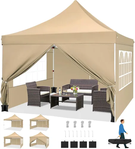 Miniatura 38 de COBIZI Canopy Tienda de campaña desplegable de 10 x 20 pies con 6 paredes laterales, toldo comercial impermeable, glorieta instantánea