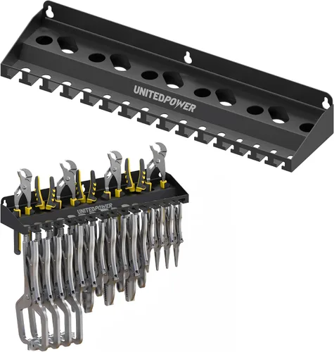 Miniatura 8 de UNITEDPOWER Soporte para Barra de Palanca, Organizador de Estante de Almacenamiento de Pared con Cerradura para Taller, Cobertizo, Garaje, Hogar