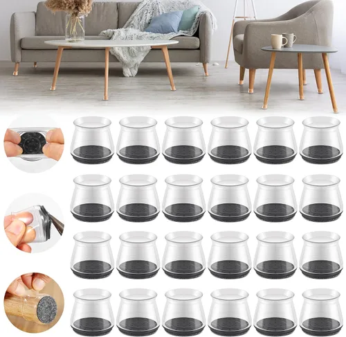 Miniatura 10 de 24 piezas de protectores de piso de silicona extra pequeños para patas de silla para pisos de madera dura, fundas engrosadas de goma para patas