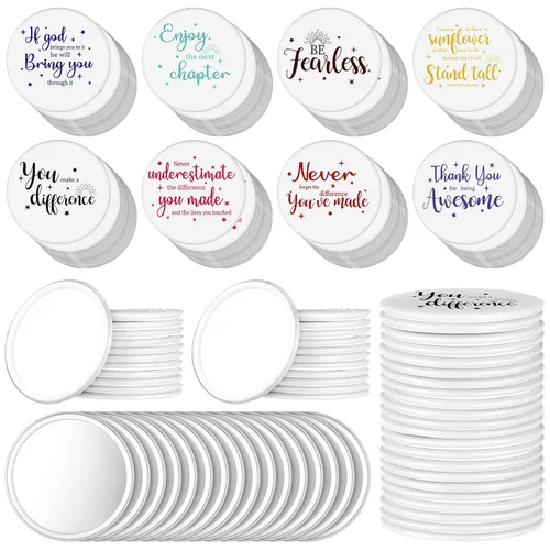 Miniatura 11 de Kigley 24 piezas de CNA Week Gifts - Espejo compacto inspirador para mujer, espejo de bolso de 2.8 pulgadas, regalo motivacional positivo de oficina