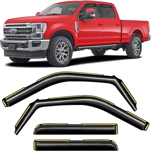 Miniatura 31 de Protectores de lluvia en canal para Ford F250-F550 1999-2016 Super Duty SuperCrew Protector de lluvia de ventana, deflectores de ventana extra