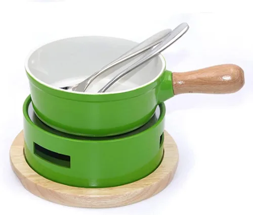 Miniatura 7 de Juego de fondue de queso, juego de fondue de aleación de aluminio, incluye ollas de cerámica, olla de porcelana de primera calidad para queso