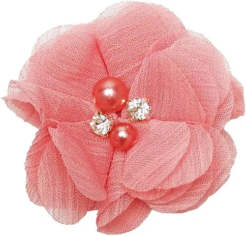 Miniatura 6 de Chenkou Craft Paquete de 12 lazos de cinta de flores de gasa con cuentas de 2-3/8 pulgadas (2.362 in), apliques de decoración de boda a granel