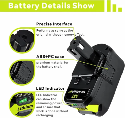Miniatura 3 de FERRYBOAT Ryobi - Paquete de 2 unidades actualizadas de 7000 mAh de repuesto de iones de litio de 18 V para batería Ryobi de 18 V P102 P103 P104