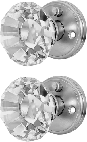 Miniatura 23 de Balin Designs - Perilla de puerta de cristal negro con cerradura, juego de perillas de puerta de vidrio para privacidad interior, manija decorativa