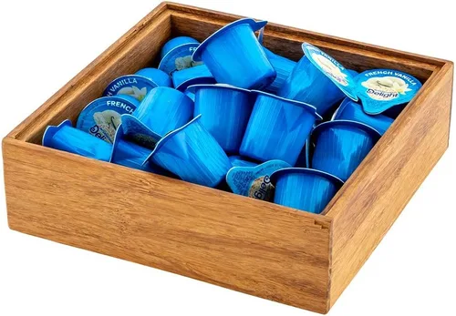 Miniatura 20 de Eco Display Contenedor de condimentos de bambú de 7 x 7 x 2 pulgadas, 1 caja grande para especias, resistente a astillas, para condimentos