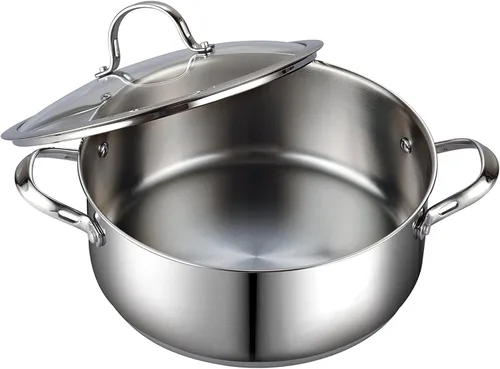 Miniatura 6 de Cooks Standard Cacerola de horno holandés con tapa de vidrio, olla clásica de acero inoxidable de 7 cuartos de galón, color plateado
