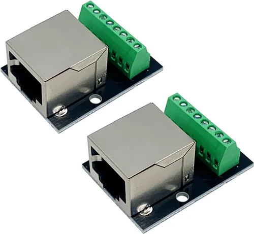 2 unids RJ45 Ethernet solo conector hembra placa de ruptura, 0.100 in paso RJ45 tornillo placa adaptador terminal