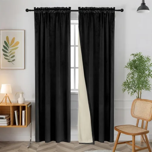 Miniatura 22 de SMILETIME - Cortinas de terciopelo blanco con bolsillo para barra, aisladas térmicamente, suaves, con filtro de luz y privacidad, para dormitorio