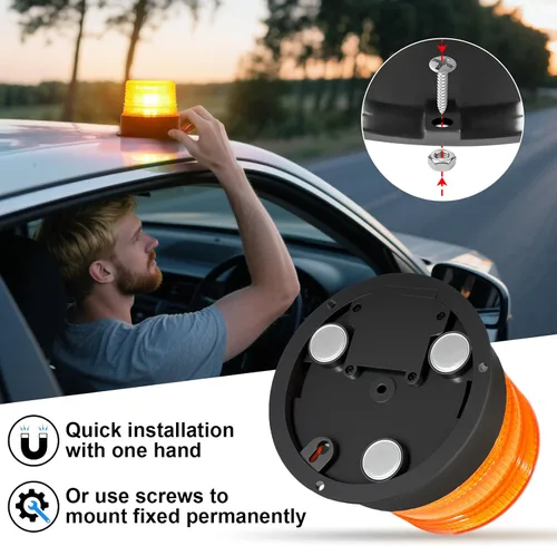 Miniatura 5 de AnTom Luz magnética inalámbrica de baliza, recargable de advertencia intermitente de emergencia, luces estroboscópicas que funcionan