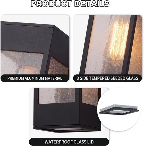 Miniatura 2 de Cerdeco Lámpara de pared para exteriores de 10.75 pulgadas, moderno aplique de pared para exteriores, aplique de aluminio negro para porche