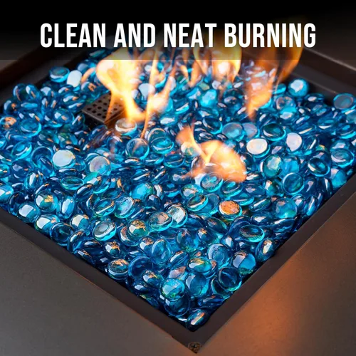 Miniatura 3 de Skyflame - Cuentas de vidrio de fuego de 10 libras para chimenea y brasero, tamaño de ½ pulgada, brillo azul del Caribe, cuentas decorativas Azul
