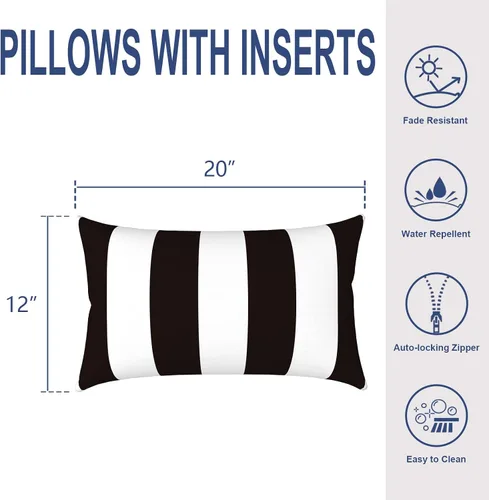 Miniatura 508 de Juego de 2 almohadas para exteriores de 16 x 16 pulgadas, repelentes al agua con interiores, para muebles de patio, hogar, jardín, geometría bohemia