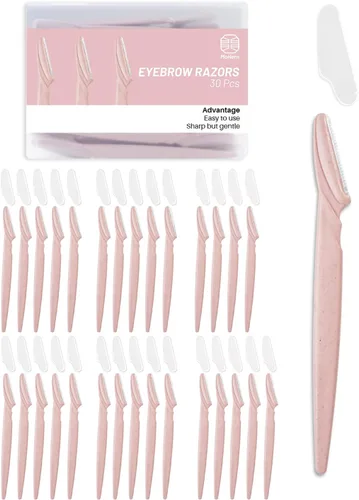 MoHern Herramienta de dermaplaning para la cara, 30 piezas de afeitar Dermaplane para la cara, maquinilla de afeitar multiusos para mujeres y Rosa