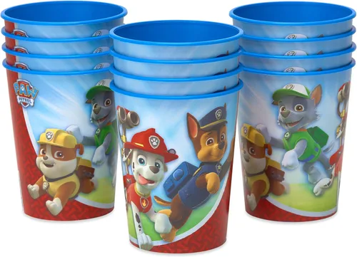 American Greetings Paw Patrol - Suministros para fiestas, 16 oz. Vasos de plástico reutilizables para fiestas (12 unidades)