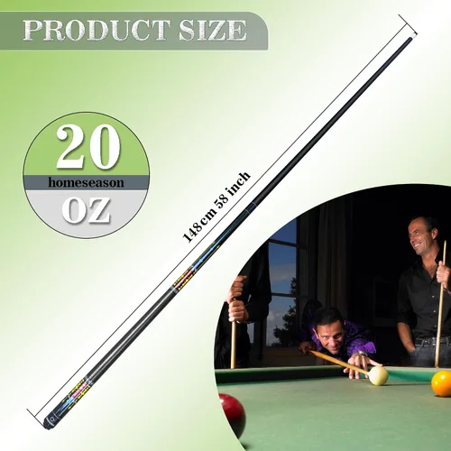 Miniatura 5 de HomeSeason 58" Pool Cue Stick 18oz Billiard Birch Wood 13mm Tip Cue Sticks Professional Low Deflection Pool Sticks with Cue Case D-18oz con bolsa