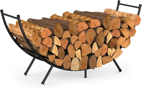 Miniatura 9 de NANANARDOSO Estante curvado para leña, soporte de troncos de chimenea de metal con recubrimiento de polvo de 24 pulgadas para almacenamiento