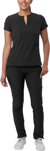 Adar Addition Go-Higher - Juego de uniforme quirúrgico para mujer, camiseta con muescas y cuello en V, pantalones cargo quirúrgicos y ajustados