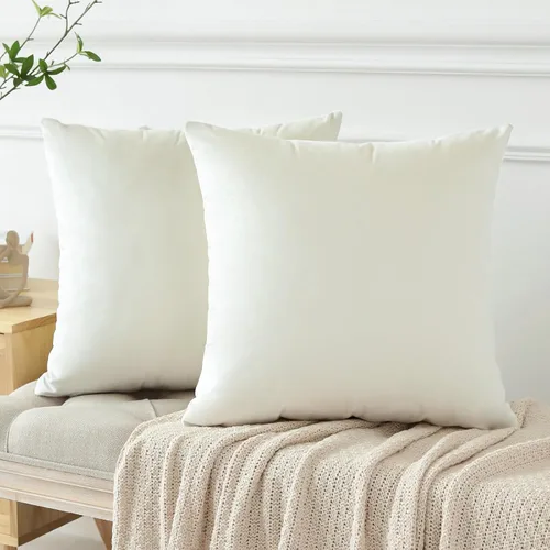 Miniatura 8 de OTOSTAR Paquete de 2 fundas de almohada decorativas de terciopelo suave, fundas de cojín cuadradas sólidas para decoración del hogar, fundas