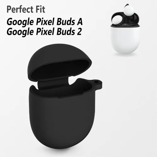 Miniatura 2 de Geiomoo Funda de silicona compatible con Google Pixel Buds Serie A, Google Pixel Buds 2, funda protectora con mosquetón (negro)
