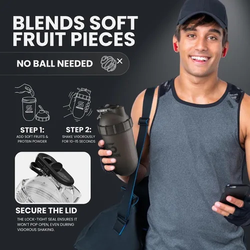 Miniatura 6 de SHAKESPHERE Botella mezcladora - Botella mezcladora de proteínas a prueba de fugas de 24 oz para antes del entrenamiento, batidos y mezclas de Negro