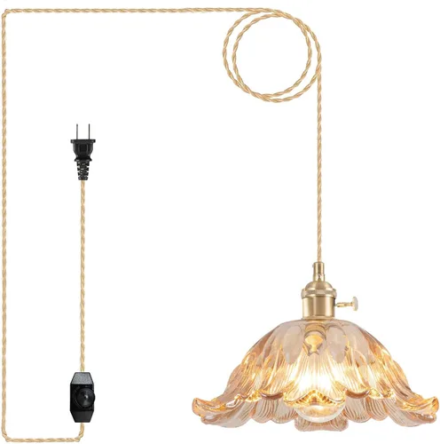 Miniatura 15 de Luces Colgantes para Isla de Cocina, Luz Colgante de Cristal Verde Accesorios de Iluminación Vintage, 9.4 pulgadas E26 Acabado Lámpara Colgante