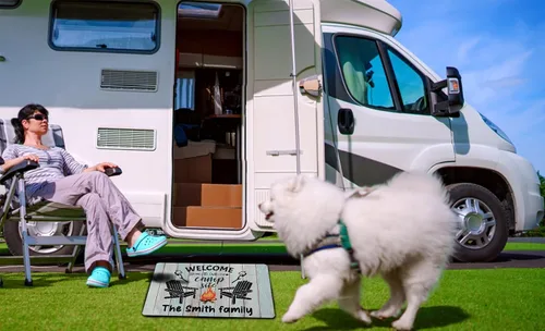 Miniatura 7 de Tapete personalizado para cámper de 30 x 18 pulgadas, tapete personalizado para puerta de campamento, caravana, apellido, para interiores y Madera
