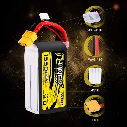 Miniatura 4 de Tattu R-Line 14.8V 1550mAh 4S 120C Batería Lipo con enchufe XT60 para FPV Racing Drones