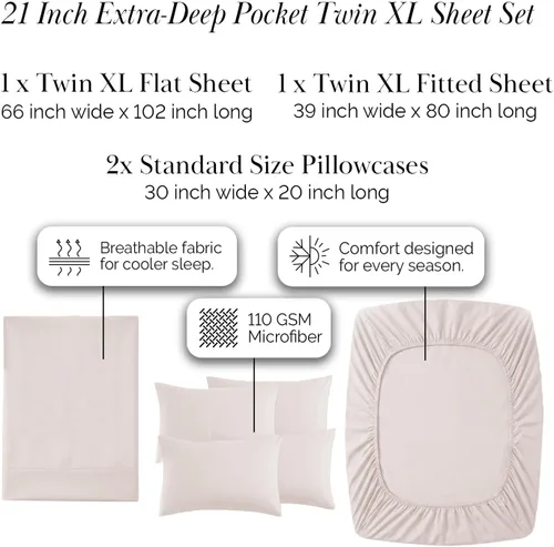 Miniatura 233 de Southshore Fine Living, Inc. Juego de 7 piezas de sábanas King divididas para cama ajustable, juego de sábanas King divididas con bolsillo de 21