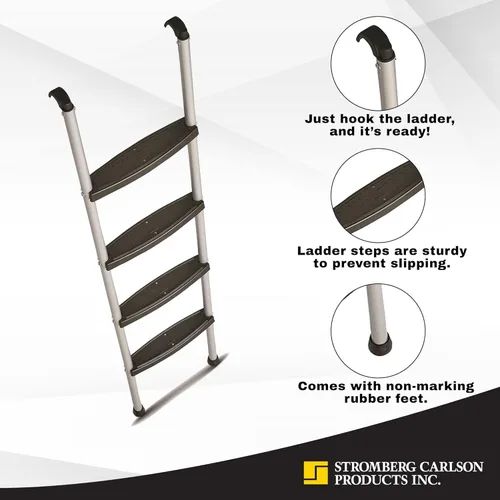 Miniatura 3 de Stromberg Carlson Escalera para Litera de RV para Remolques de Viaje, Escaleras de Campista con Peldaños Moldeados, Incluye Ganchos y Herrajes