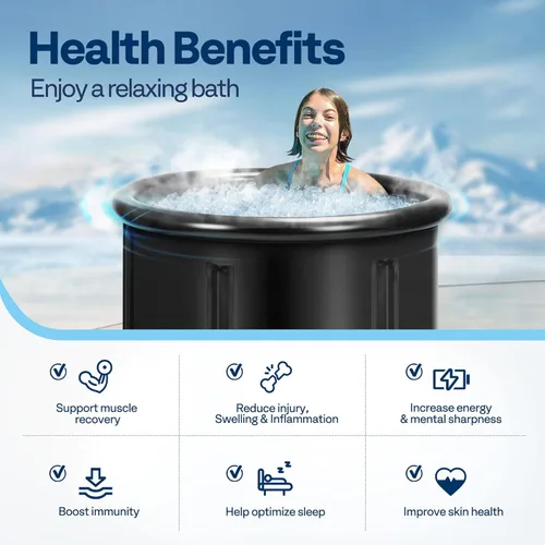 Miniatura 6 de VIVOHOME Bañera de hielo para atletas y amantes del fitness, bañera de inmersión fría portátil de 29.5 pulgadas de diámetro para terapia